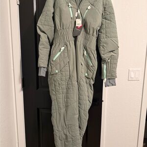 FP Movement by Free People Quilted Ski Jumpsuit - Sage Green